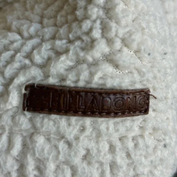 Billabong Ivory Cream Sherpa Fleece Casual Jacket Snaps Size Small - Picture 6 of 9